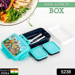 5238 Kids Lunch Box & Air Tight-BPA Free-Inter Lock with 4 Compartment Insulated Lunch Box Plastic Tiffin Box for Boys, Girls & School DeoDap