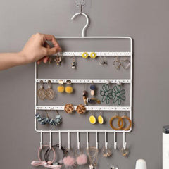0594 Lightweight & Wall Mounted Earrings Organizer/HANGER for Tangle Free Hanging for Women, 66 Holes - 10 Hooks (metal) DeoDap