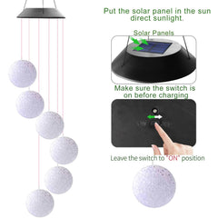 8317L Solar Crystal Ball Wind Chime, Color Changing Solar Powered LED Hanging Wind Chime Light Mobile for Patio Yard Garden Home Outdoor Night Decor, Gifts