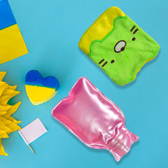 6514 Green Kitty small Hot Water Bag with Cover for Pain Relief, Neck, Shoulder Pain and Hand, Feet Warmer, Menstrual Cramps. DeoDap