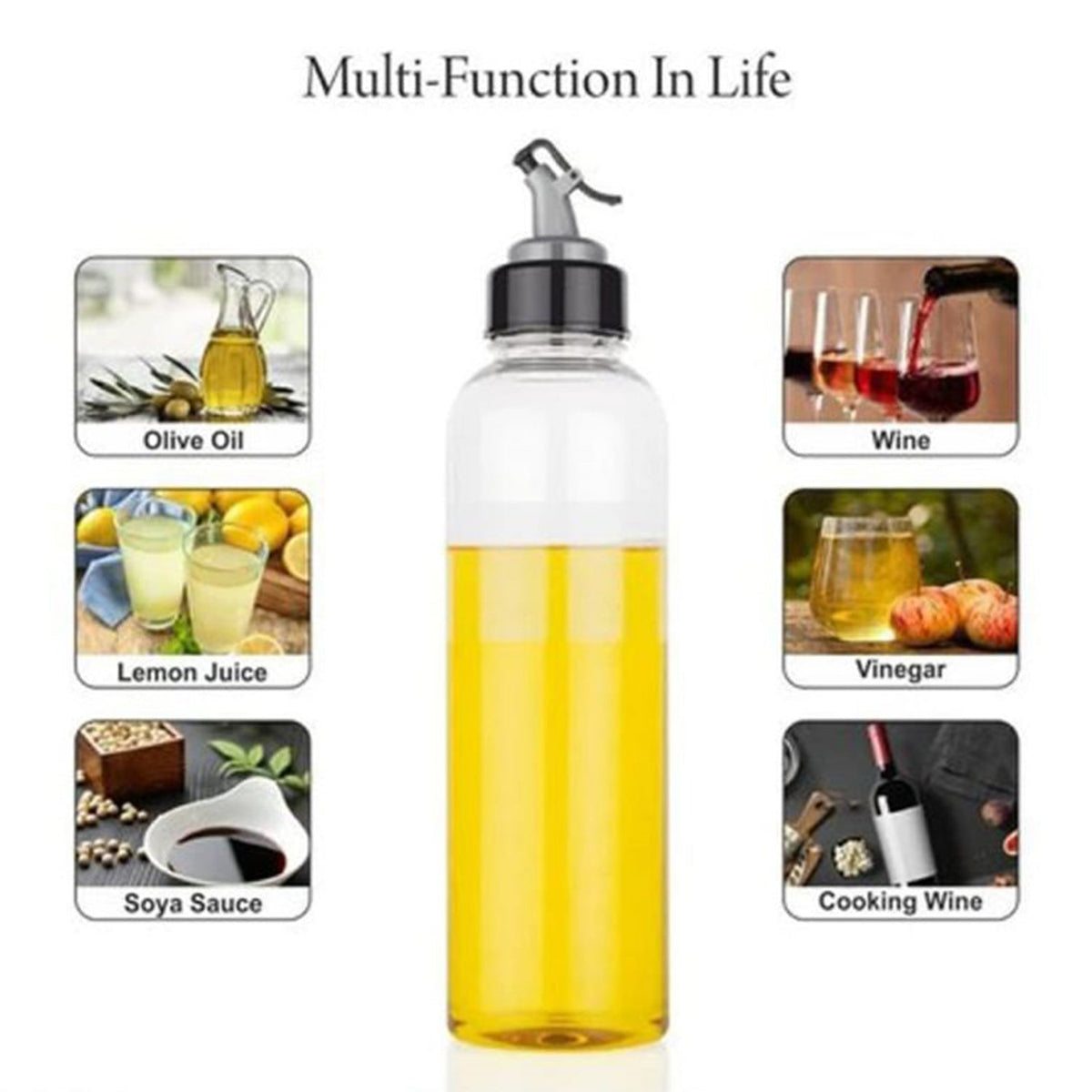 2288 1ltr Glass Oil Dispenser With Lid - Clear, Drip Free Spout, Controlled Use.